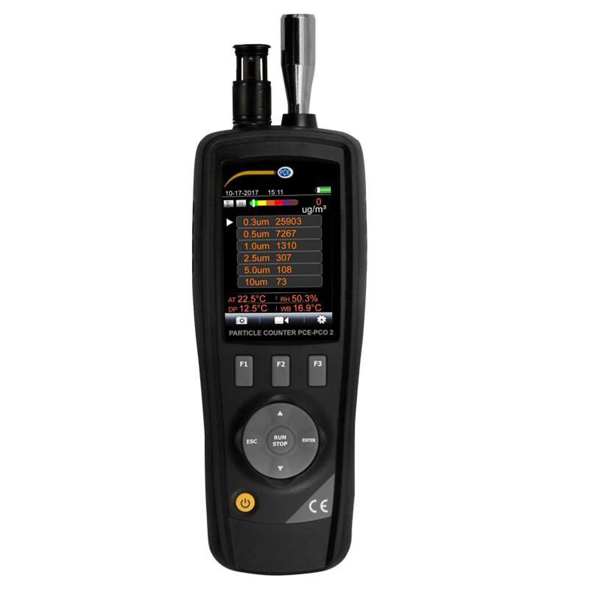 PCE Portable Handheld Particle Counter — Measures PM Concentrations, Air Temperature, Dew Point, Relative Humidity, Model# PCE-PCO 2